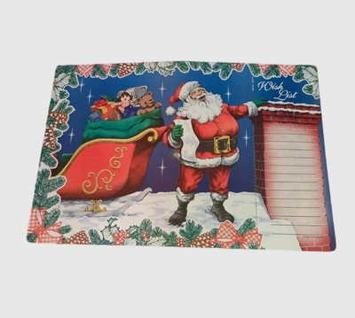 Vintage Paper Placemats 50 Christmas Santa Wish List Holiday Hoffmaster 99 Retro