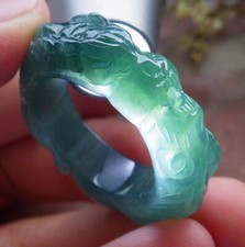 Certified Icy Blue Water Burma A JADE Jadeite Dragon RING USA. 11      601903