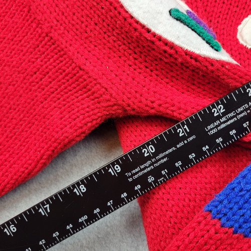 Vintage JJ Fargo Sweater Womens Large Red Air Patrol Clouds Plane Striped Red - Picture 7 of 11