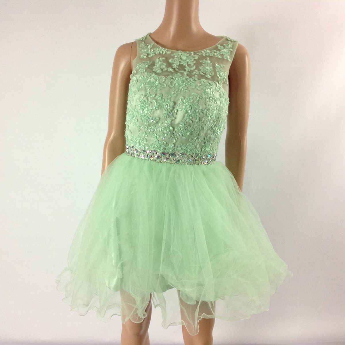green tulle dress short Embroidered Trim Short Homecoming Dress main image 1