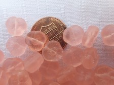 45 PINK matte transparent 6x9 mm flower Czech pressed glass beads
