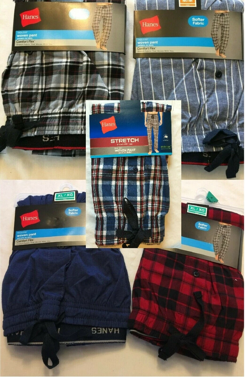 NWT Men s Hanes Woven Sleep Pant Pajamas Pant Cotton Blend Plaid or Striped