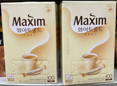 Maxim white gold Korean instant coffee mix 100 sticks Pack of 2