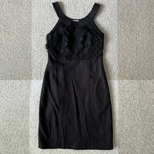 Anthropologie 9-H15 STCL Sleeveless Sheath Dress Black Size 2 Crochet Flower