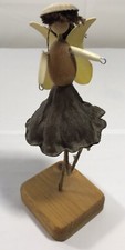 Vintage Primitive Folk Art Standing Angel Wood Stand Collectible Home Decor