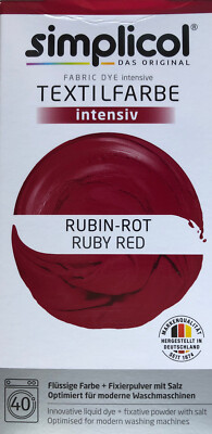 Simplicol Textile Paint Intense All in 1 Liquid Formula ''Ruby Red'' New!  