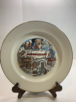 Connecticut Collector Plate Vintage Travel Souvenir 9''