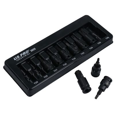 Male Torx Star Impact Impacted Shallow Short Bit Sockets T20   T60 9pc Set