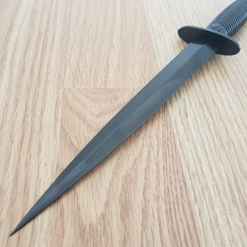 Cuchillo fijo J. Adams Sheffield Commando hoja de acero al carbono mango de aleación de metal Foto 3 de 4