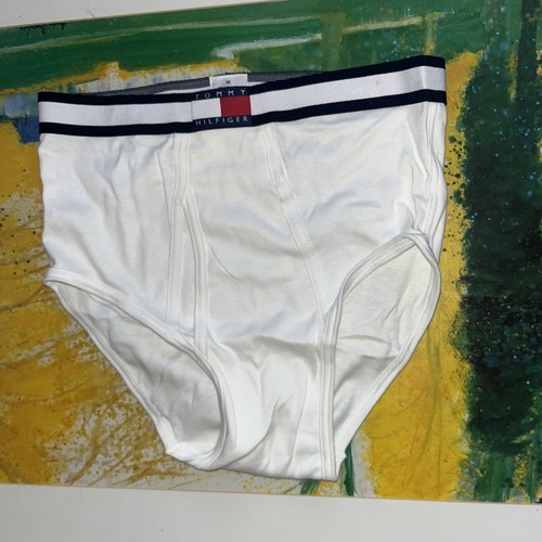 Vintage TOMMY HILFIGER Mens Flag Brief Wht Cotton Underwear sz 36 Made USA Rare