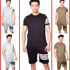 Mens Summer 2-Piece Outfit Set Short sleeve shirt  short set Sports top 2252 