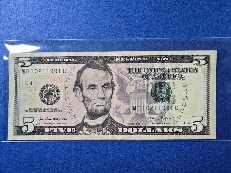 Lucky US Five Dollar Bill Birthday Note October 21, 1991 - 10/21/1991 - Image 2 of 3