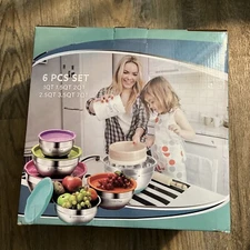 Umite Chef Mixing Bowls w/Airtight Lids 6Pc Stainless Steel Metal Bows w/lids