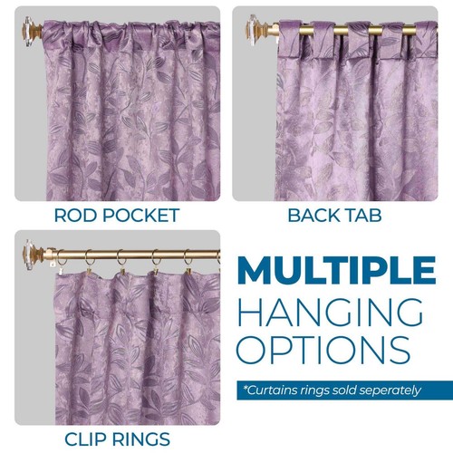 Leaves Washable Room Darkening 52" Back Tabs Blackout Curtains, Set of 2 - Picture 151 of 156