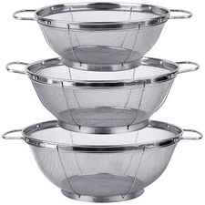 3 Stainless Steel Colander Sieves(5/4/3-Quart)Mesh Strainer Net Basket w/handles