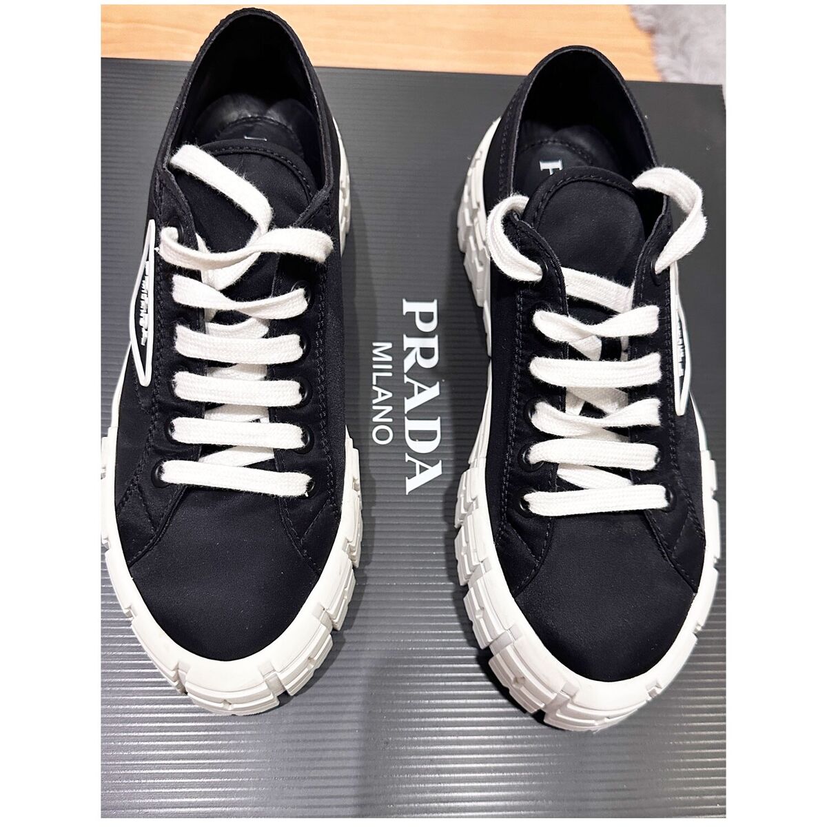 Prada Double Wheel Platform Sneaker, Black. Size 39 | eBay Prada Double Wheel Platform Sneaker, Black. Size 39 | eBay
