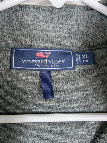 Vineyard Vines Martha's Vineyard Shep Sweater Navy Gray 1/4 Zip Fleece Boys XL - Picture 4 of 6