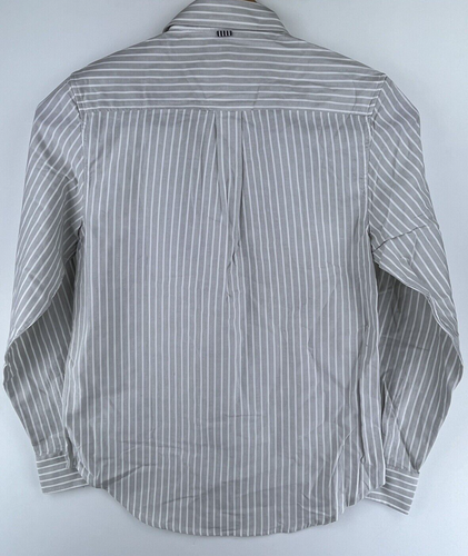 New Five Four Valmont Mens Long Sleeve Button Up Dress Shirt Striped Medium Grey - Picture 6 of 7