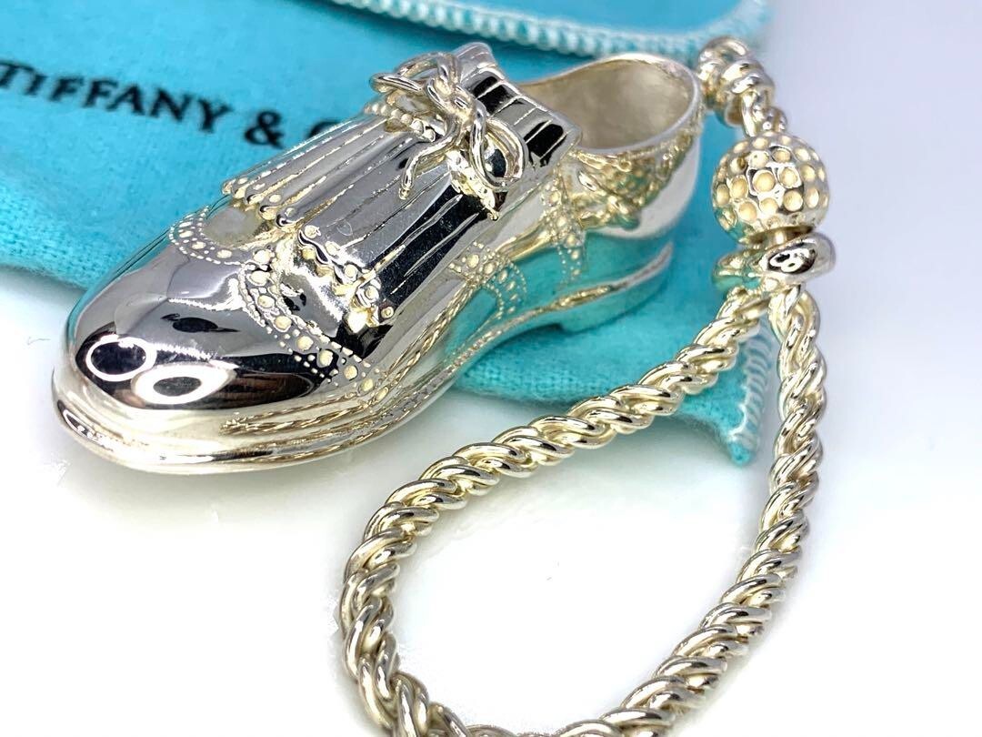 Rare TIFFANY & Co. Golf Shoes Ball Keychain Charm with bag SV925