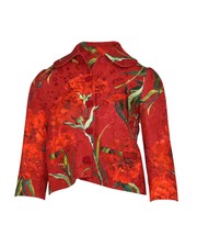 Dolce & Gabbana Floral Metallic Brocade Jacket In Red Cotton Fr36