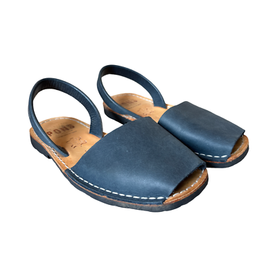 Pons Menorca Sandals Navy Blue Size US 5 Avarca Leather Made 