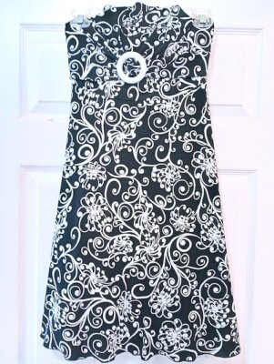 My Michelle Halter Dress Junior Size 16 Flare Fit & Flare Black & White Paisley