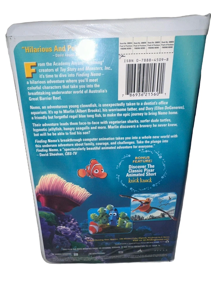 Pixar & Walt Disney Pictures VHS Tape Finding Nemo (2003) in Clamshell Case - Image 2 of 4
