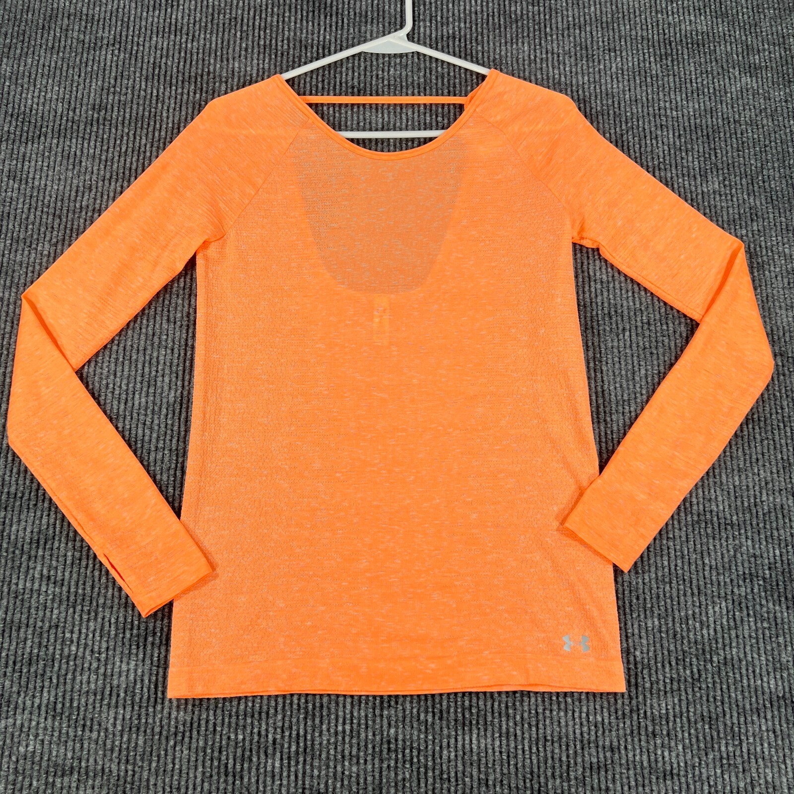 Under Armour Womens Shirt Small Orange Long Sleeve Open Back