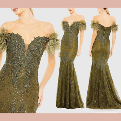 NWT MAC DUGGAL [ 8 ] 20246 Feathered Crystal Embellished