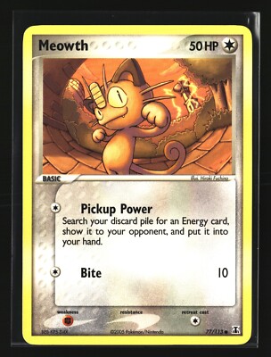 Pokemon MEOWTH 77/113 Common (2005 Delta Species) LP/NM