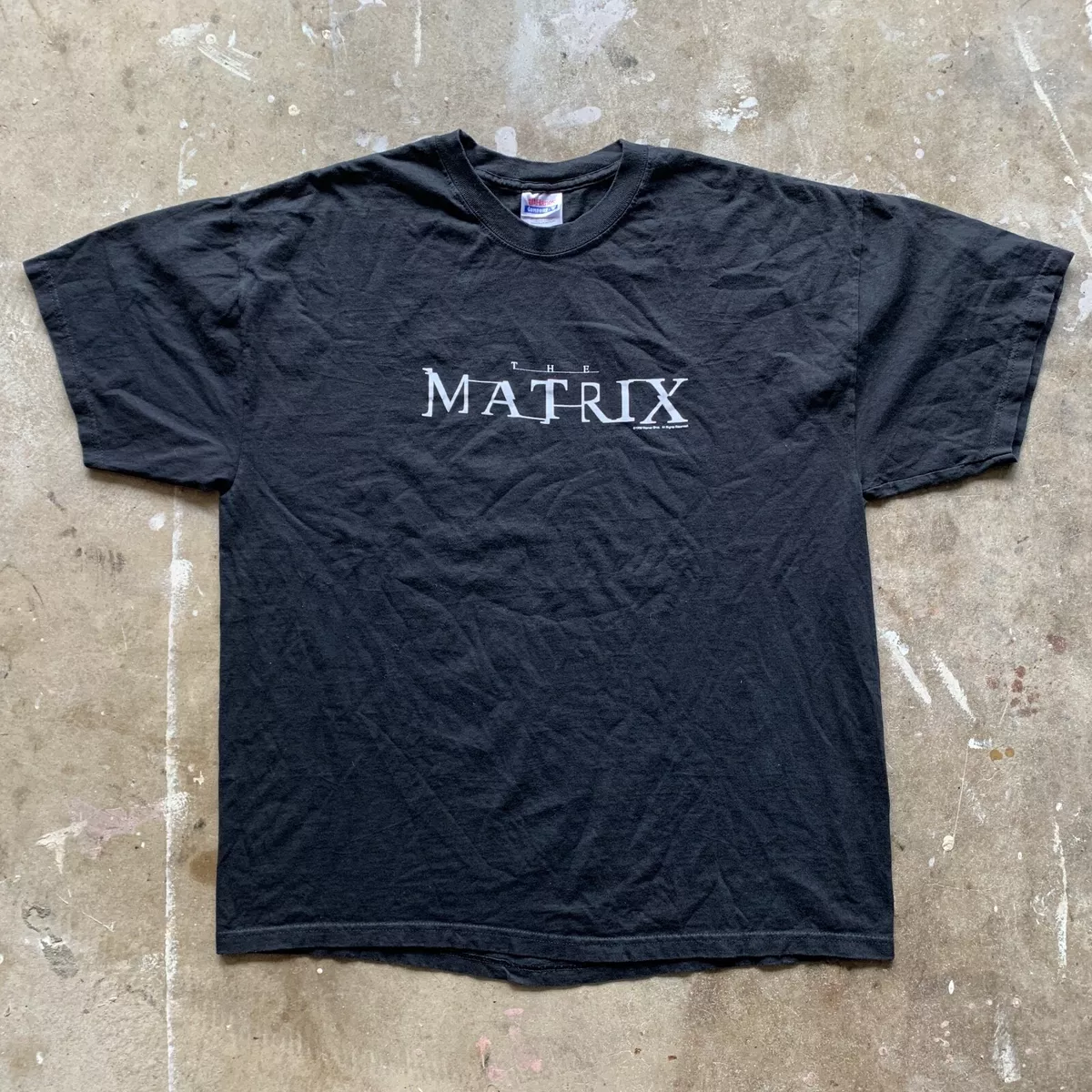 1999 VINTAGE 90s THE MATRIX MOVIE PROMO T-SHIRT MEN SZ XL BLACK KEANU REEVES