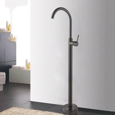 Gun Metal Bathtub Shower Faucet Floor Mounted Single Handle Brass Mixer Tub Taps