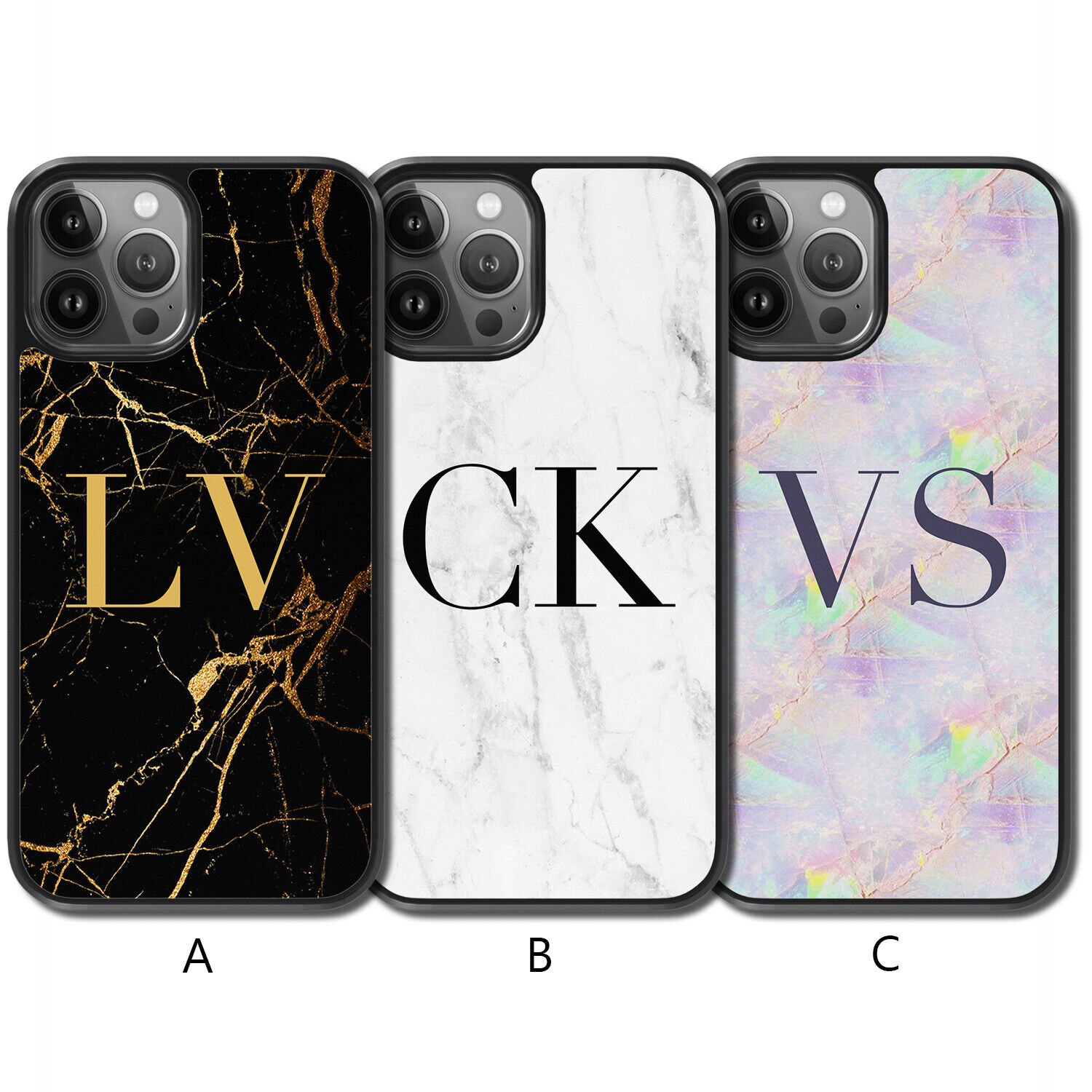 Personalised Marble Monogram Phone Case For iPhone 15 Pro Max 14