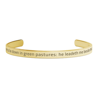 Psalm 23 Cuff Bracelet, He Maketh Me Lie Down in Green Pastures, Christian Gift