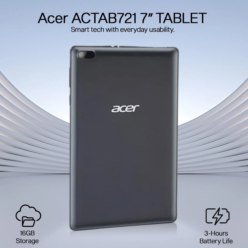 Acer ACTAB721 7" Android Tablet 16GB Wi-Fi Quad-Core Touchscreen Grey Grade C - Image 2 of 4