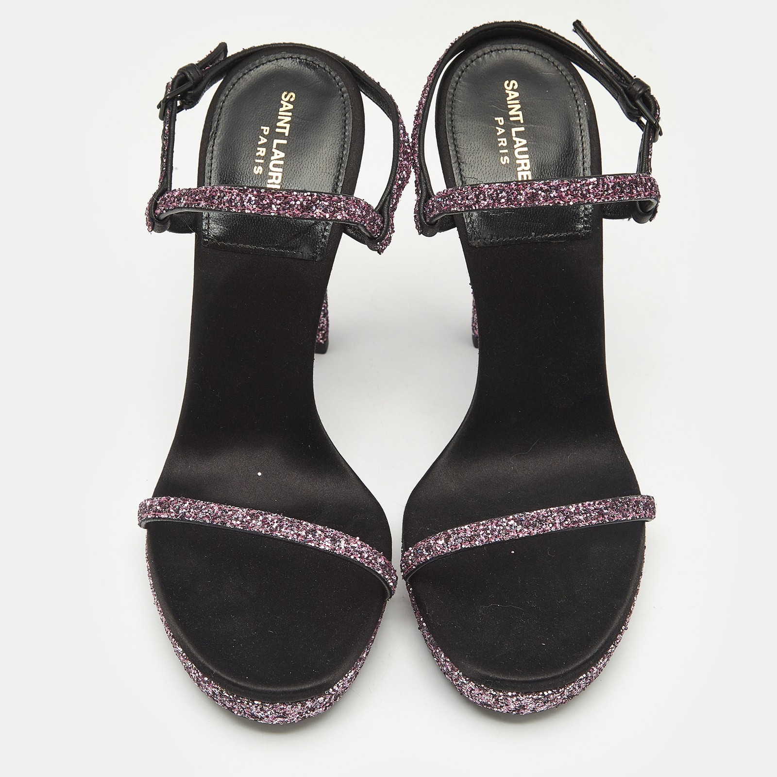 Sandali alla caviglia Saint Laurent rosa glitter Hall taglia 38