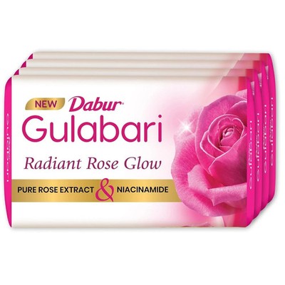 Dabur Gulabari Rose Soap 150g x4 | Glow Skin Glycerin Niacinamide Bath Bar