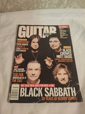 Guitar World July 2001 Black Sabbath/Mudvayne/Papa Roach W/ Double Sided Poster 