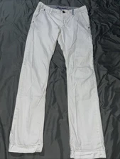 Robert Graham Denim Pants Mens 32x34 Slim Jim White Jeans Flat Front Casual