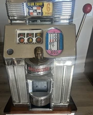 Jennings 6 pence Club Chief Slot Machine Tic Tac Toe Vintage 1940s Tested