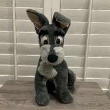 DISNEY PARKS Vintage Large Dark Grey Plush TRAMP Excellent Condition