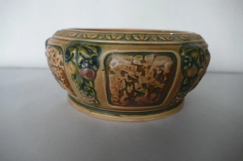 Antique Roseville art pottery Florentine low bowl 7.5 inch diameter old mark