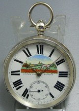 Engl. Taschenuhr Schnecke/Kette Silber bemaltes Zifferblatt Chester 1890