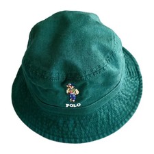 Polo Ralph Lauren Kids One Size 5-7 Polo Bear Green Cotton Bucket Hat
