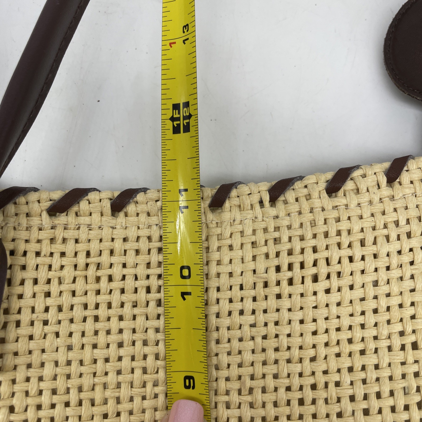 Sun N Sand Beach Tote With Wallet Straw Basket Weave Snap Bag 14” By 11” READ