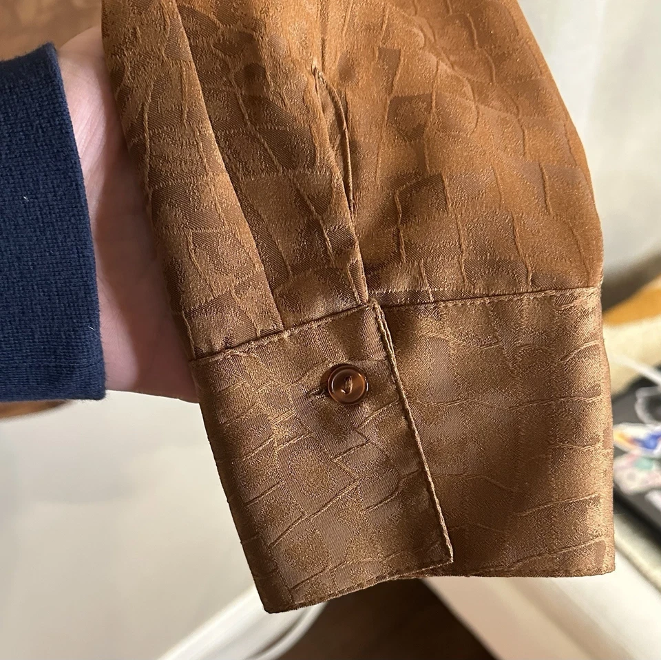 Blusa vintage Joanna marrón cocodrilo con botones en relieve para mujer’s L Foto 3 de 4