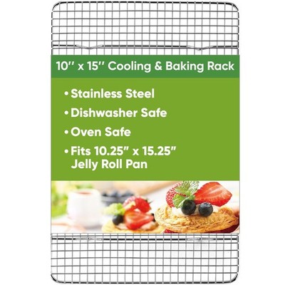 Stainless Steel Cookie Cooling Rack 15 Inch, 10 Pack, Oven Safe, Silver