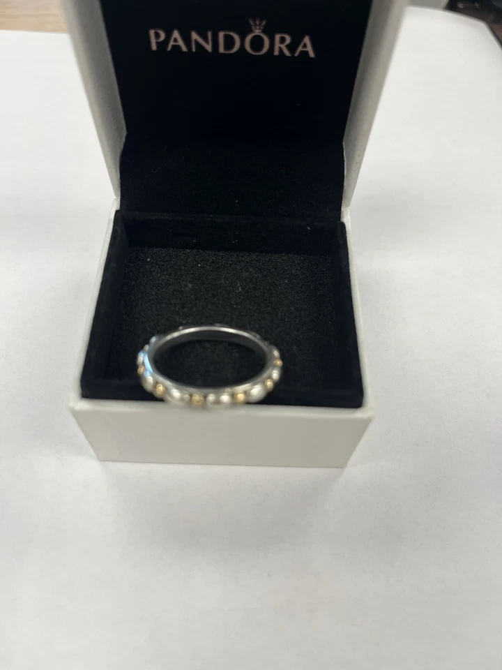 OPPOSITES ATTRACT Authentic PANDORA Silver/14K GOLD Ring BAND SIZE 8 - Image 2 of 4
