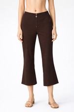 Tory Burch Kick Flare Cropped Pants 8 Brown Workwear Minimal Office Quiet Luxury