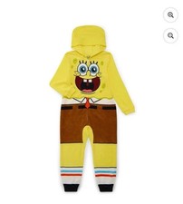T10 SpongeBob SquarePants One-piece Hooded PJs/Costume Kids L 10-12